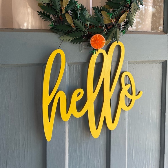 Kirklands Other - Door Sign Yellow 'Hello'